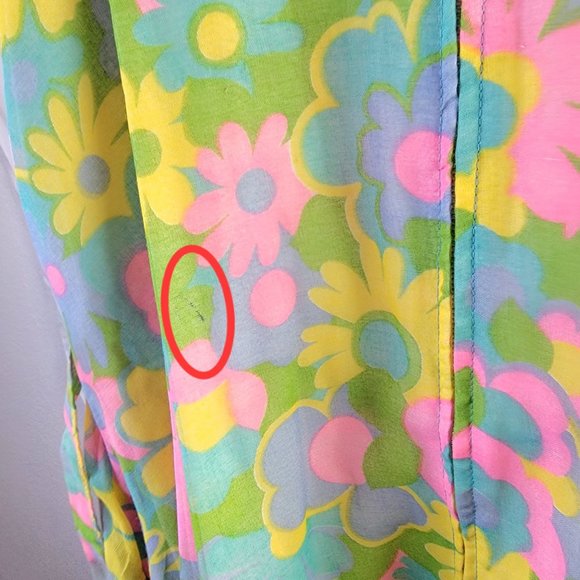 Vintage 60s Colorful Floral Mod Dress Women Medium Knee Length Collar 8 Summer M - Picture 14 of 14